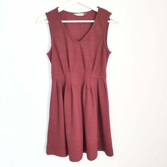 Modcloth Textured Maroon Dress S - Picture 1 of 3